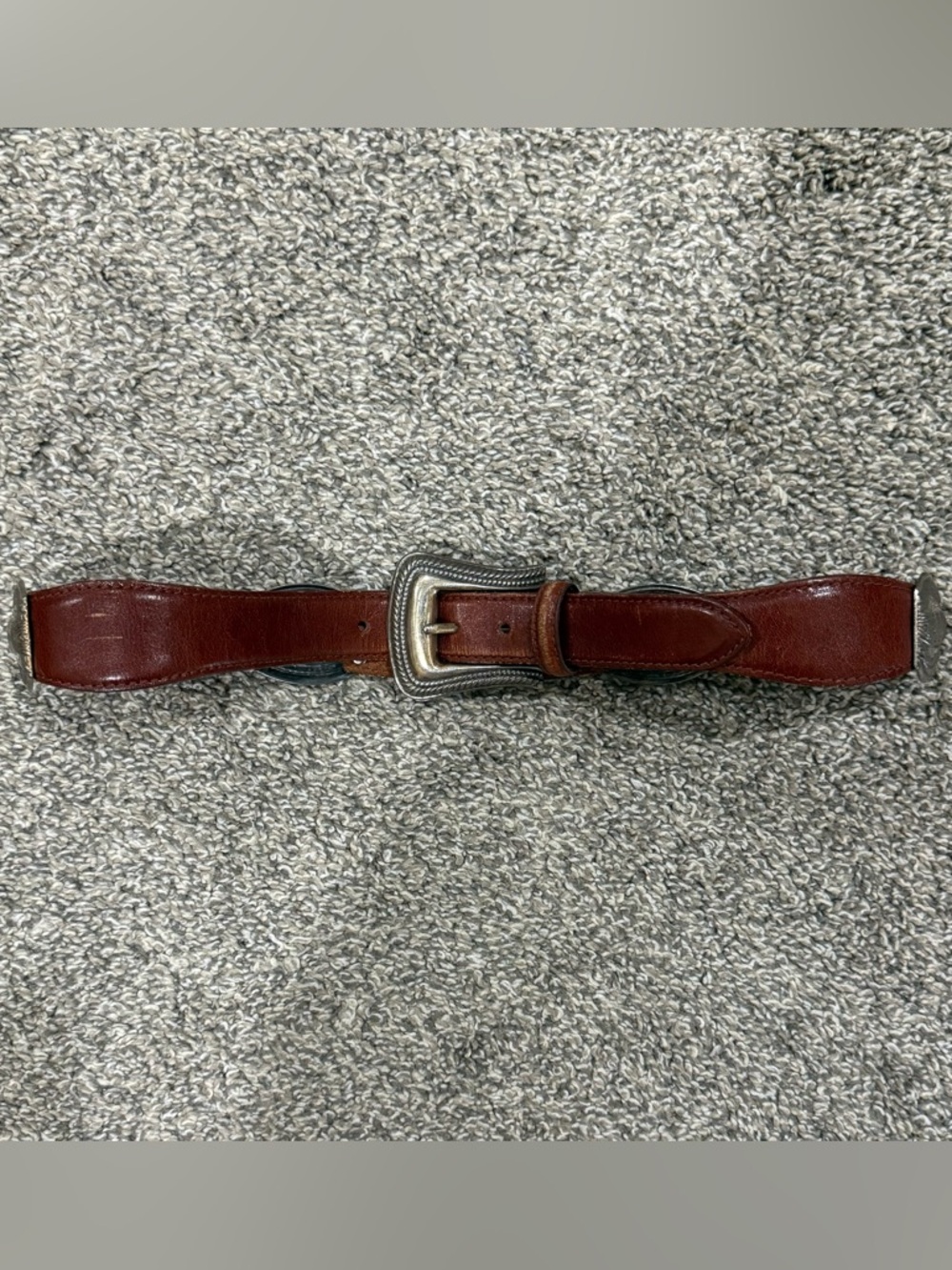 Fossil Brown Leather Belt with Silver-Tone Conchos - Picture 3 of 7